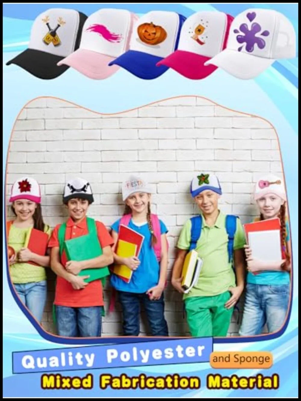 Kids Trucker Hats 20 Pc Sublimation Blank Mesh Baseball Caps Adjustable
